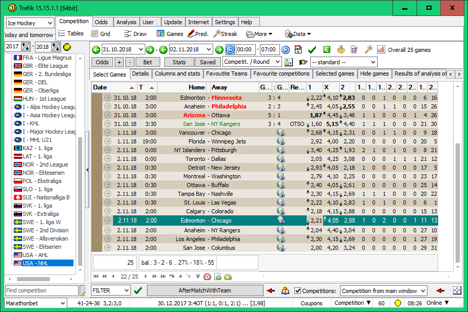 Filter / Situation as in the past / Previous match: same opponent